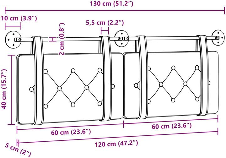 Produktbild vidaXL Kopfteil (130 x 5 x 5 cm)