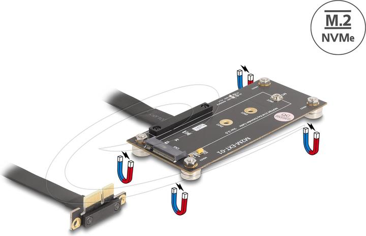 Actual product image Delock Adapter PCIe 3.0 x1 Stecker 90° gewinkelt zu M.2 Key