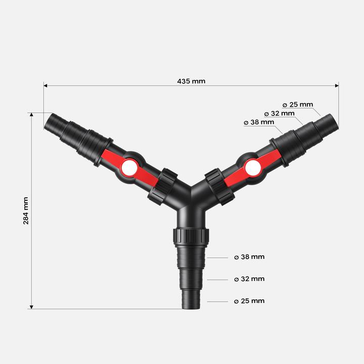Produktbild Wiltec Y-Verteiler Absperrhahn 25/32/38mm Stufentülle Verbinder Schlauchverbinder (Verteiler, 38 mm)