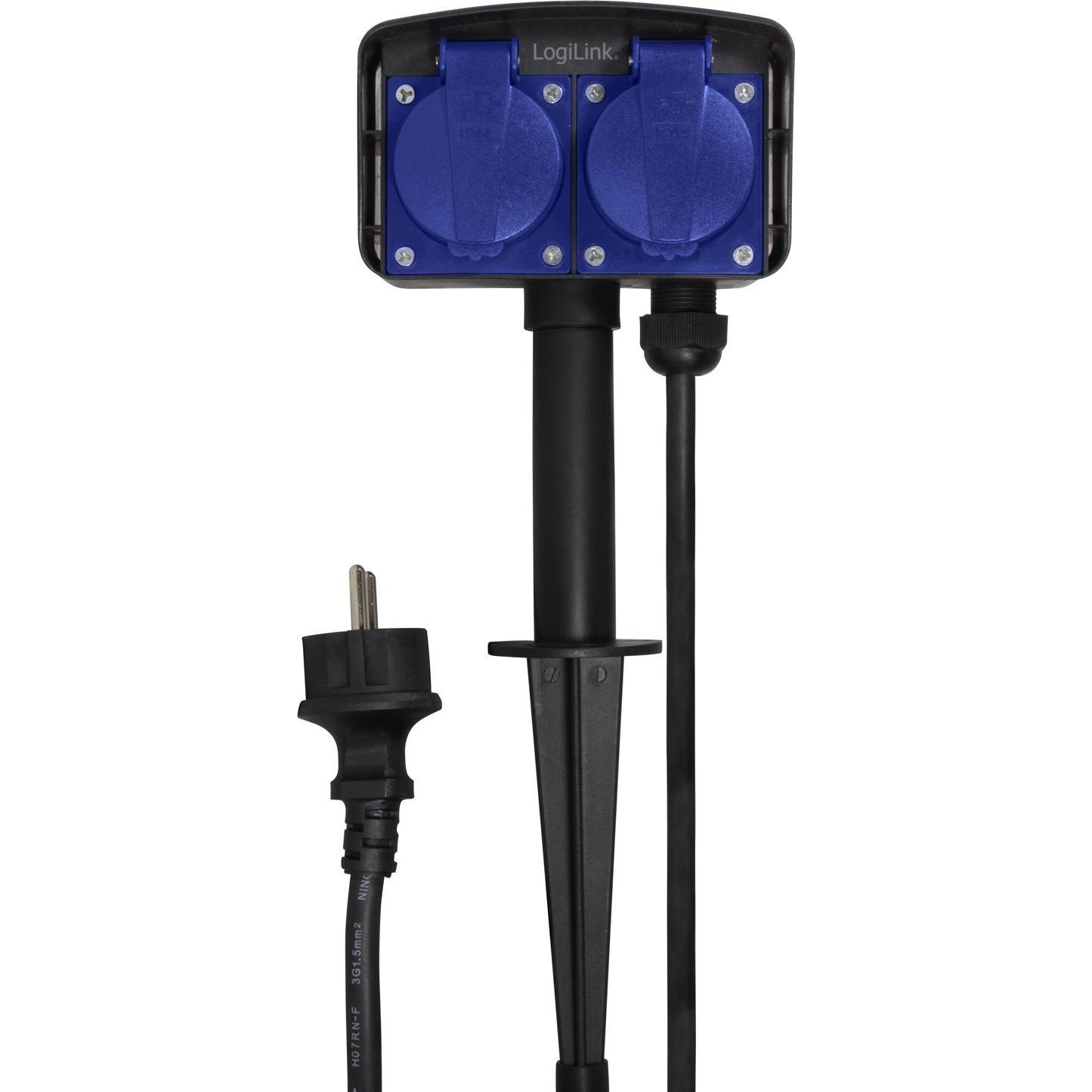 LogiLink, Steckdosenleiste, Steckdosenadapter (2 x, CEE 7/4, 2 m)