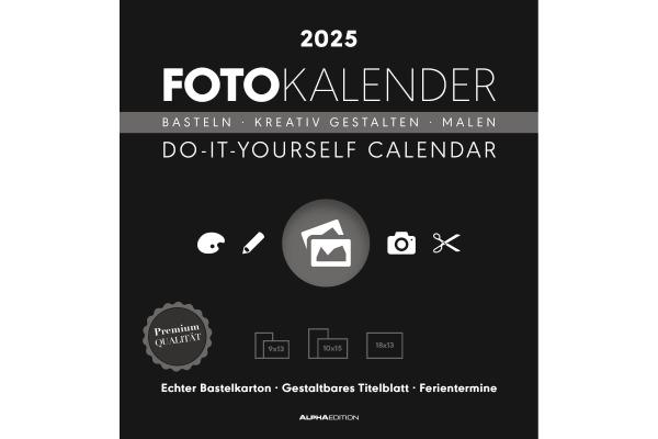 Actual product image Alpha Edition Photo craft calendar black 2025, 21x22cm, Do it yourself calendar with pages made of (21 x 22 cm, No binding, German)
