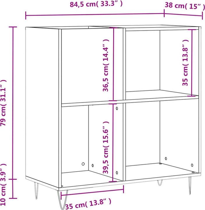 Image du produit VidaXL Plattenschrank Sonoma-Eiche 84,5x38x89 cm Holzwerkstoff