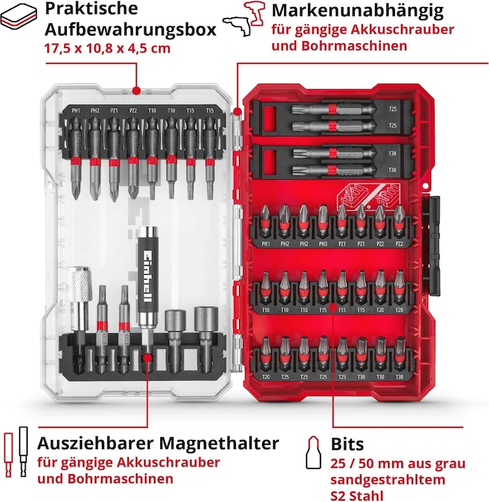 Actual product image Einhell Bit set (PH1, PH2, PH3, PZ1, PZ2, T10, T15, T20, T30, T25)