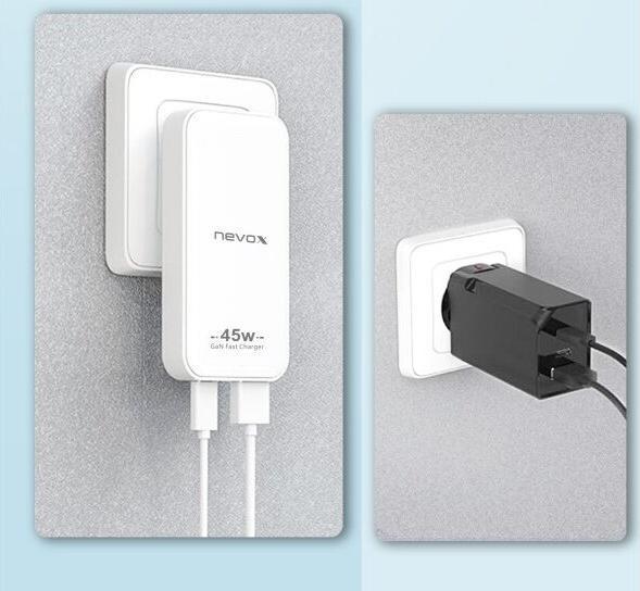 Produktbild Nevox USB C PD / PPS + QC3.0 GaN Dual slim (45 W, 2 Ports)