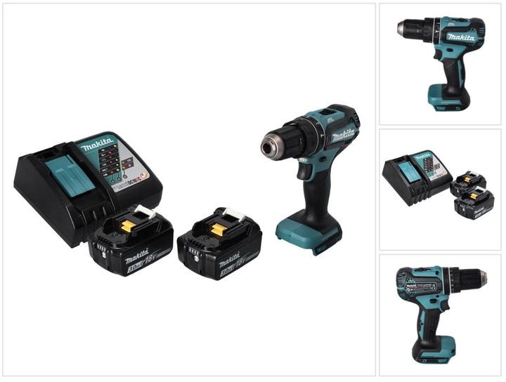 Produktbild Makita DHP 485 RF Akku Schlagbohrschrauber 18 V 50 Nm Brushless + 2x Akku 3,0 Ah + Ladegerät