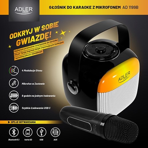 Immagine prodotto Adler Altoparlante per karaoke con microfono