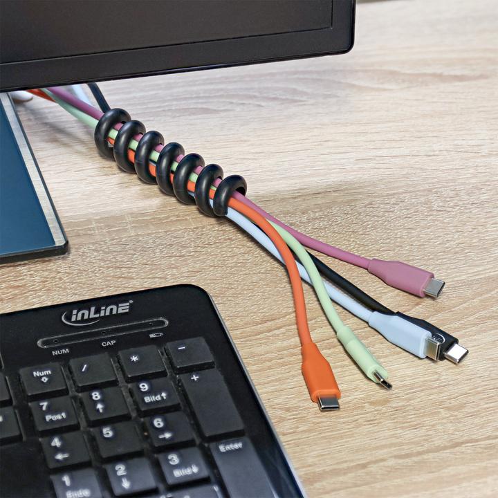 Actual product image InLine 5er Pack ® Kabelspirale, Kabelmanager 1-fach, 65x30mm, schwarz (Cable spiral hose, 6500 cm)