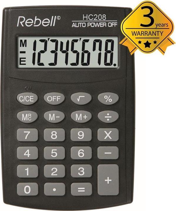 Produktbild Rebell Taschenrechner HC 208, schwarz (Batterien)