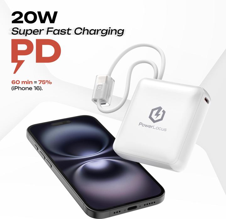 Image du produit PowerLocus PLB-X Portable Power Bank 10000mAh white (10000 mAh, 37 Wh)