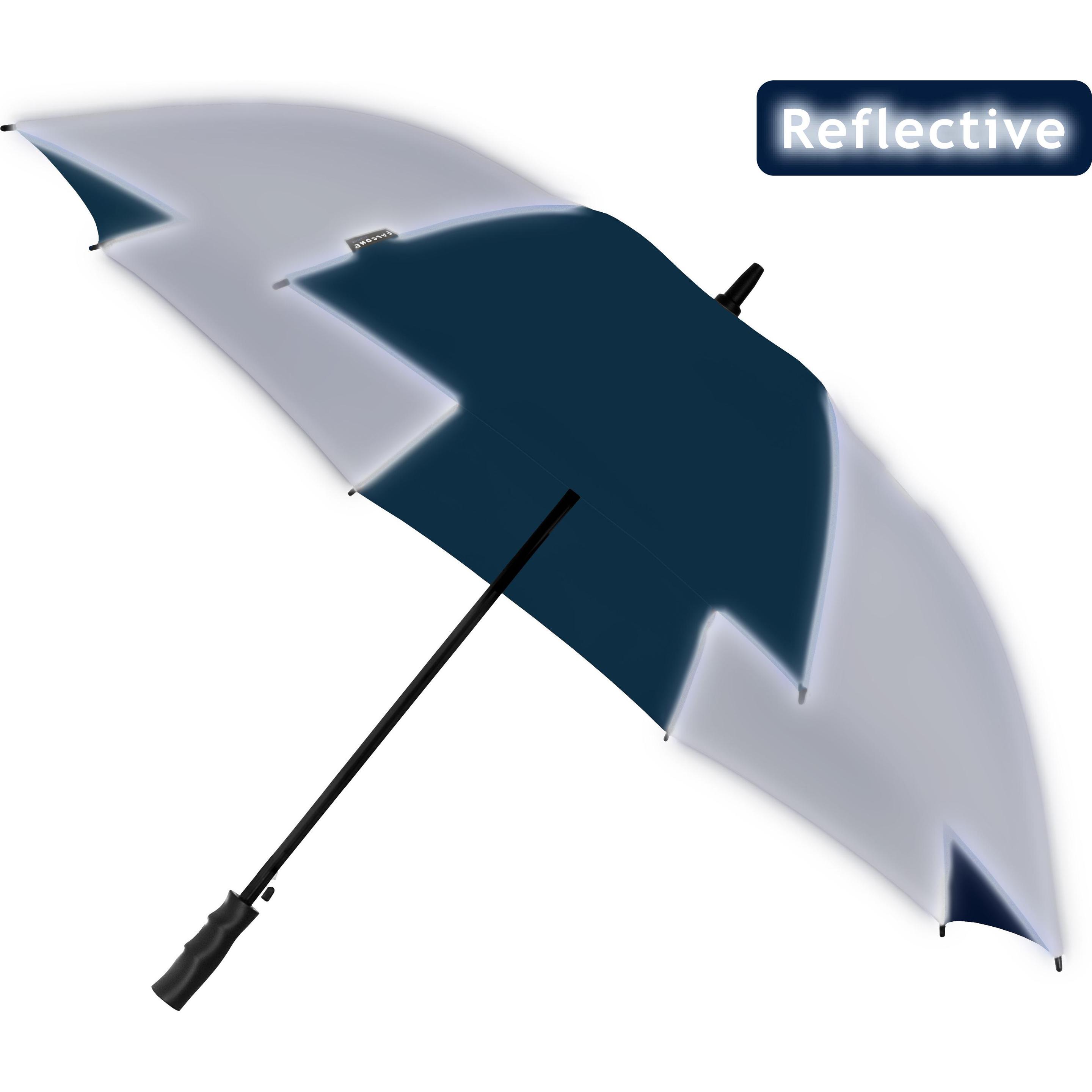 Falcone, Ombrello, Reflecterende Umbrella Automatic Windproof 120 cm Marine Blue / Silver, Blu