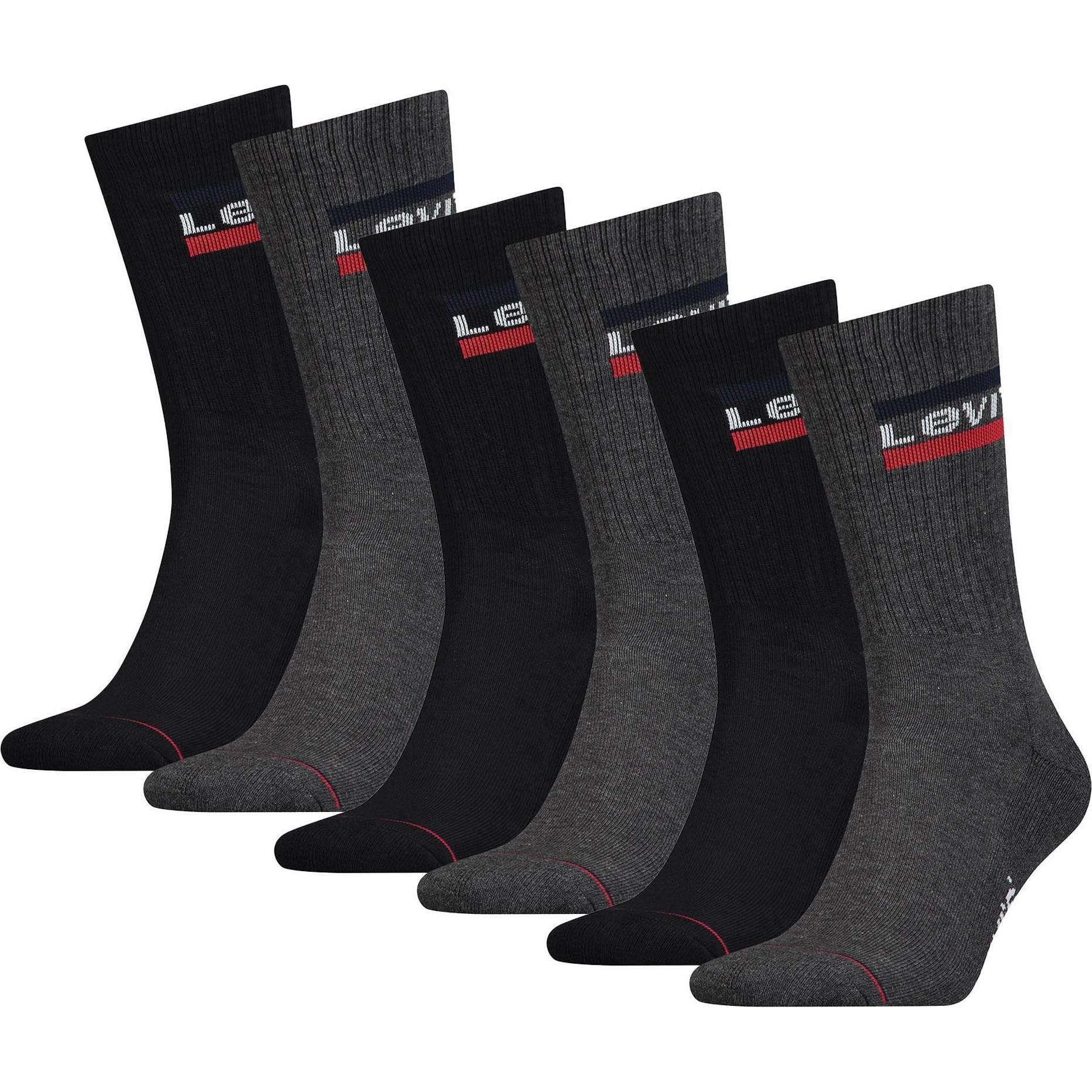 Levis, Herren, Socken, Socken Sportlich, Schwarz, (6er Pack, 43 - 46)
