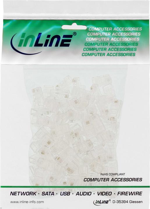 Image du produit InLine Pack de 100 connecteurs modulaires 8P4C RJ45 à sertir sur câble plat (RNIS)