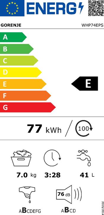 Energy Label Gorenje WHP74EPS (7 kg, Left)