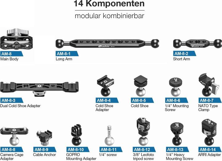 Produktbild Leofoto Gelenk mit NATO-Klemme AM-8-7 (Stativklemme)