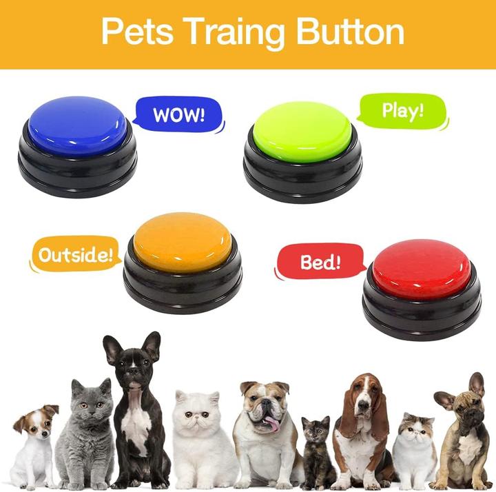 Actual product image Naveso Buzzer-Set mit Aufnahmefunktion für Hunde (4 Stück) (Intelligence toy dog, Dog activity toy)