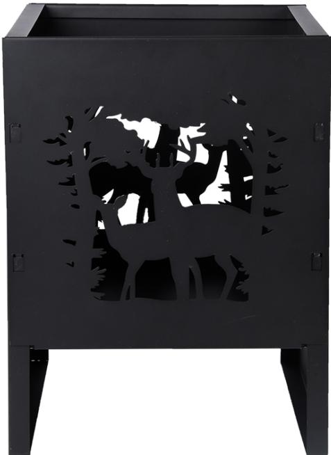 Produktbild Esschert Design Feuerkorb Quadratisch mit Hirsch, Schwarz (30 cm)