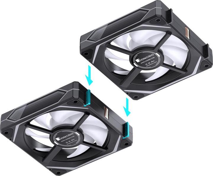Produktbild Jonsbo ZL-120BR PWM ARGB Lüfter 3er Pack, umgekehrte Ausrichtung - 120mm, schwarz (120 mm, 3 x)