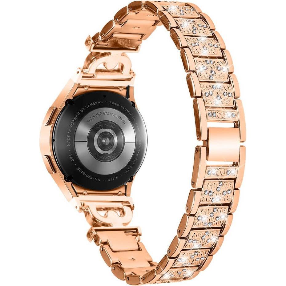 Cover-Discount Edelstahl Armband mit Strass 20mm roségold (20 mm, Edelstahl), Uhrenarmband, Gold