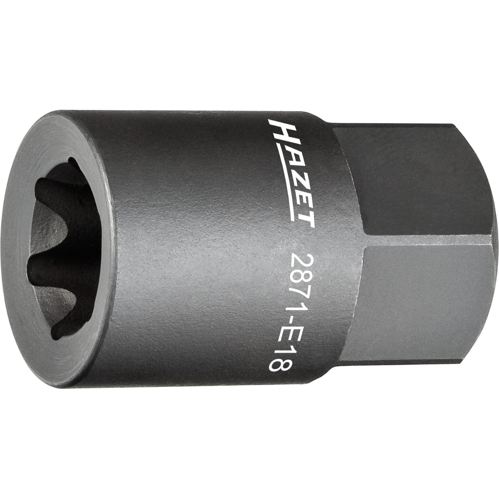 HAZET, Fahrzeug Werkzeug, Bremssattel TORX Einsatz 2871-E18 ∙ Aussen-Sechskant 22 mm ∙ Aussen TORX Profil ∙ E18