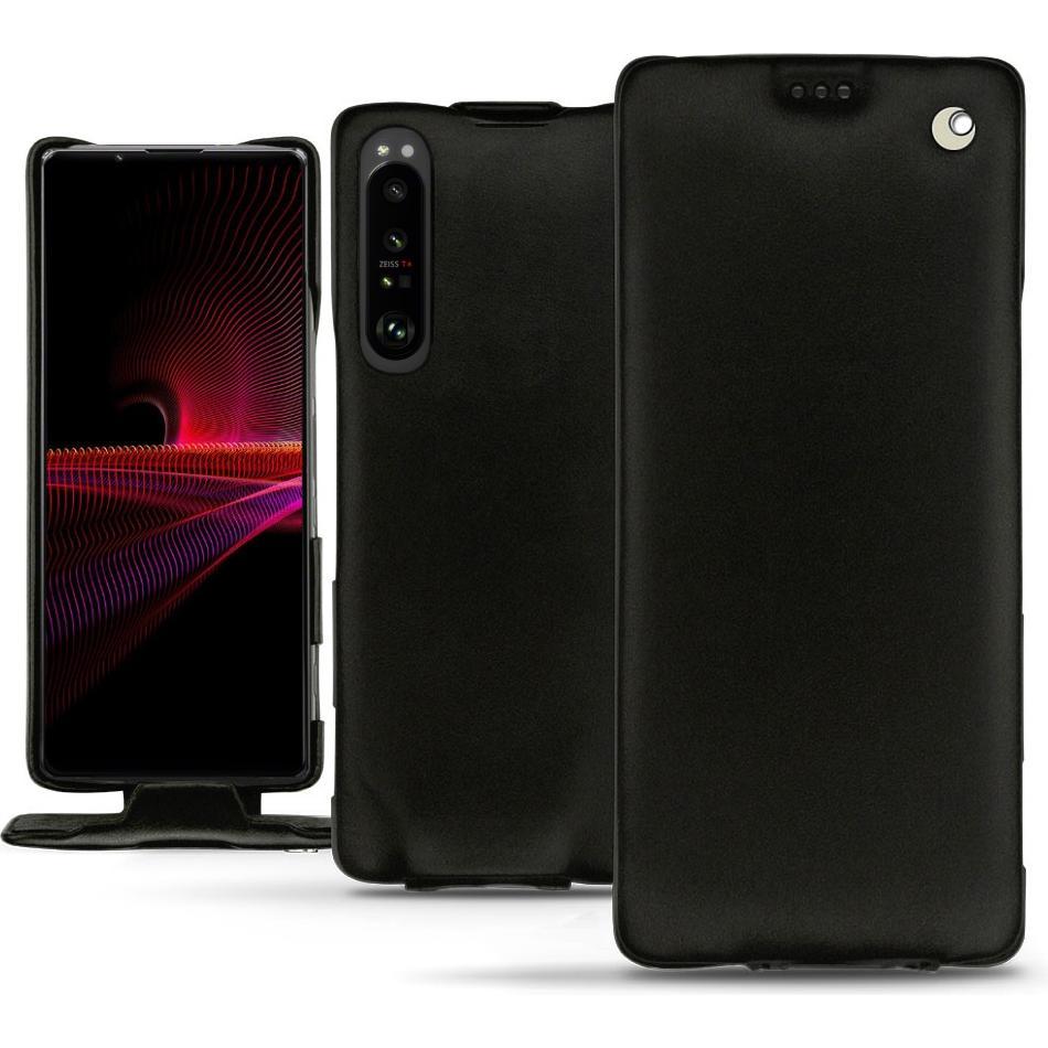 Noreve Lederschutzhülle vertikal (Sony Xperia 1 III), Smartphone Hülle, Schwarz