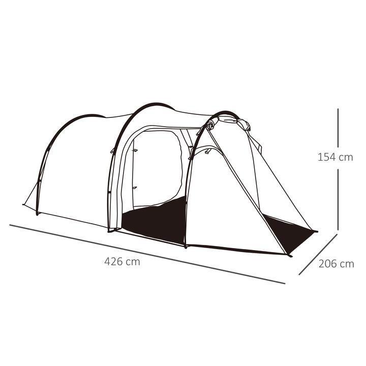 Image du produit Outsunny Tente de camping pour 3-4 personnes (Tente tunnel, 6 kg, 3 personnes)