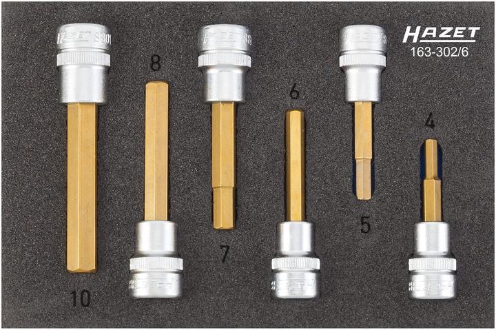 Produktbild HAZET Schraubendreher-Steckschlüsseleinsatz Satz 163-302/6 ∙ Vierkant10 mm (3/8 Zoll) ∙ Innen Sechs… (10  mm)