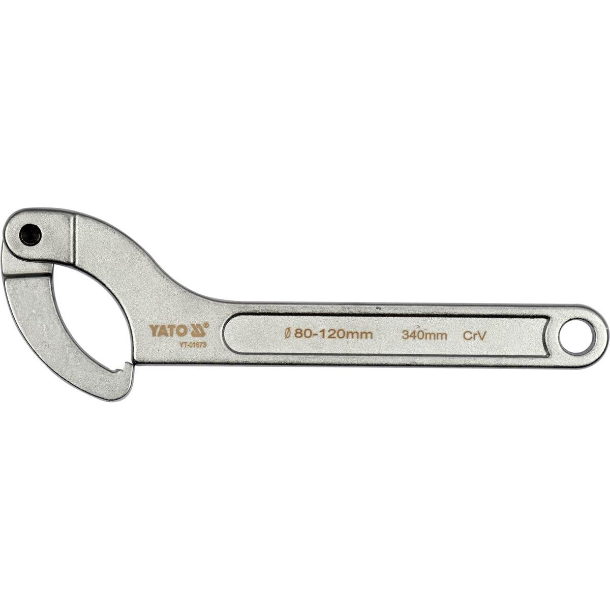 Yato, Schraubenschlüssel, Profi verstellbarer Gelenk-Hakenschlüssel mit Nase für Nutmuttern Auswahl 15-180mm Gelenk Schl...
