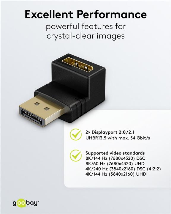 Produktbild Goobay DisplayPort-Winkeladapter 90° nach oben Schwarz