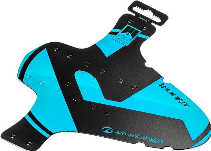 Produktbild riesel design Spritzschutz Schlamm:PE blue mit Verpackung/Kabelbinder (Schutzblech hinten)