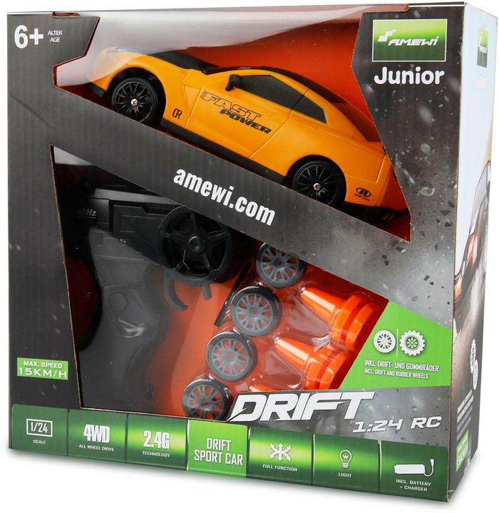Image du produit Amewi Drift Sport Car 4WD Jaune, RTR, 1:24, Age recommandé (RTR Prêt à fonctionner)