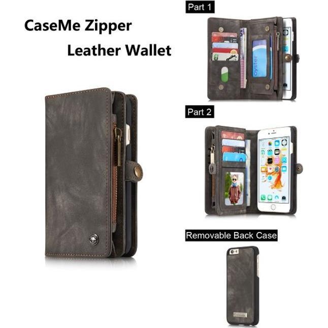 Thumbnail - Caseme Leder Portemonnaie mit Plastik Hülle (Apple iPhone 7 Plus, Apple iPhone 8 Plus), Smartphone Hülle, Schwarz