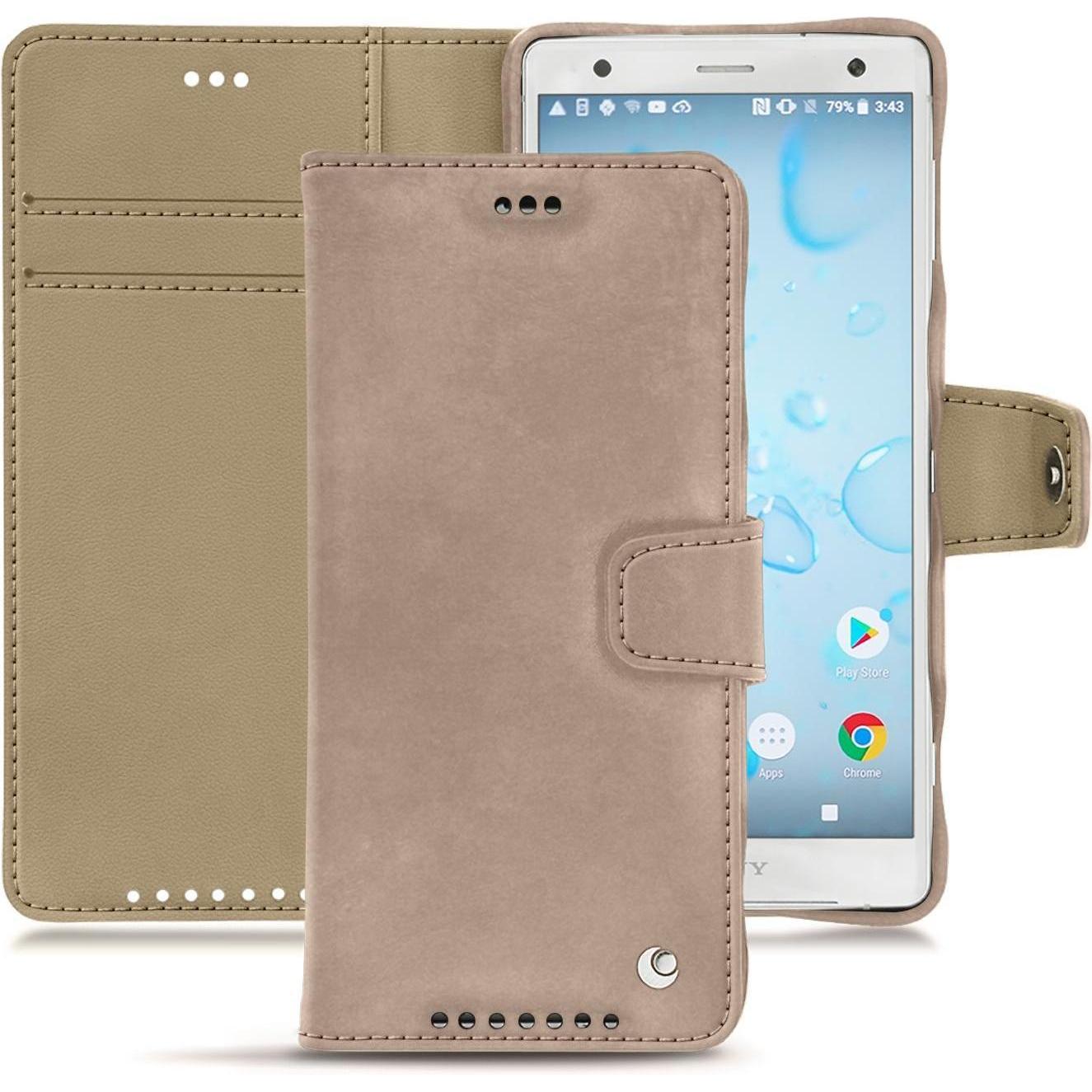 Thumbnail - Noreve Lederschutzhülle Wallet (Sony Xperia XZ2), Smartphone Hülle, Beige
