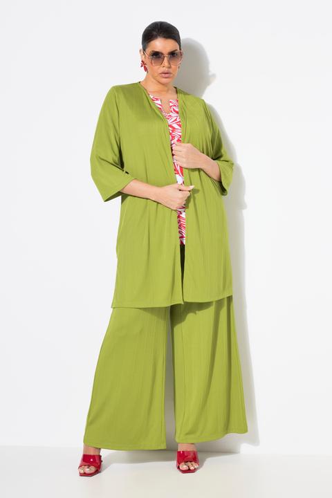 Image du produit Ulla Popken Gilet long en jersey côtelé, coupe ouverte et encolure en V (42, 44)