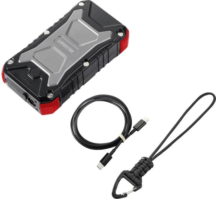Produktbild Voltcraft VC PB PD65W Rugged Powerbank 30000 mAh Power Delivery 3.0 Li-Ion Schwarz-Rot LED Taschenl (30000 mAh, 111 Wh)