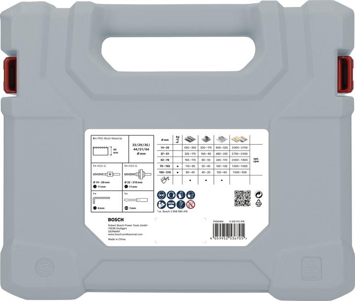 Produktbild Bosch Professional Zubehör PRO Multi Material Lochsägen-Set, 12-tlg. (22, 29, 44, 51, 64, 35 Millimeter)