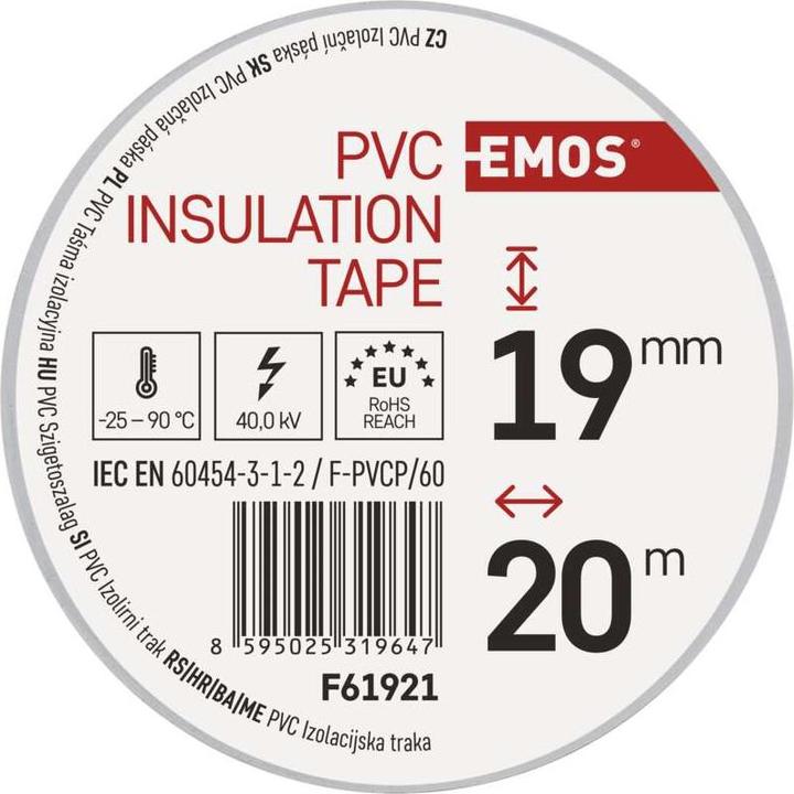 Actual product image Emos Insulating tape PVC 19mm/20m white, 10 pcs. (19 mm)
