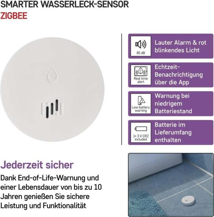 Actual product image Emos GoSmart water leak alarm P56000S ZigBee