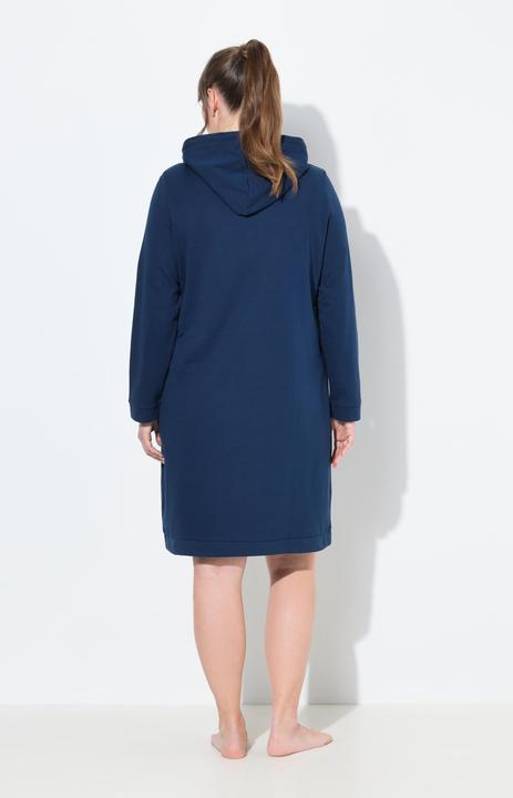Produktbild Ulla Popken Loungwear-Kleid, Kapuze, weich angeraut, Rippbündchen (62)