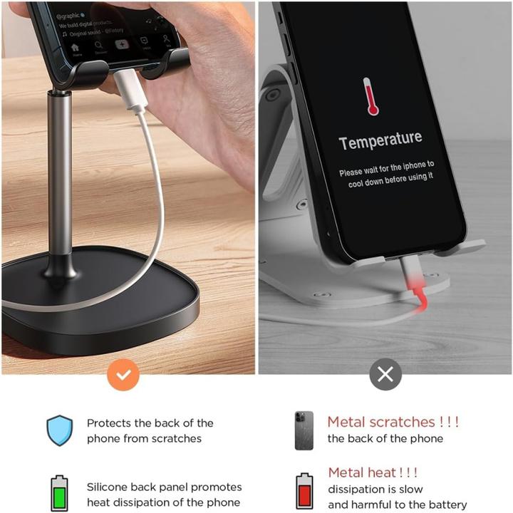 Actual product image Lisen - Desk Holder Mechanical Series (YL0421030004) - for Phones, Adjustable Height, Stable - Black