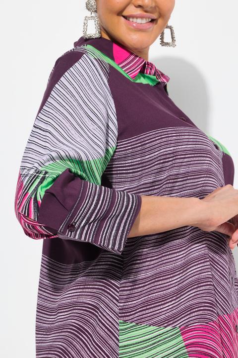 Produktbild Ulla Popken Hemdbluse, längere A-Linie, Hemdkragen, 3/4-Arm (50, 52)