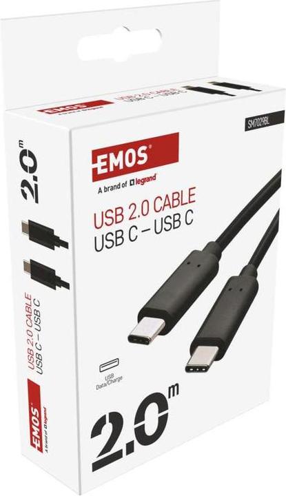 Immagine prodotto Emos USB Kabel 2.0 C Stecker - USB C Stecker 2m, schwarz (2 m, USB 2.0, 100 W)