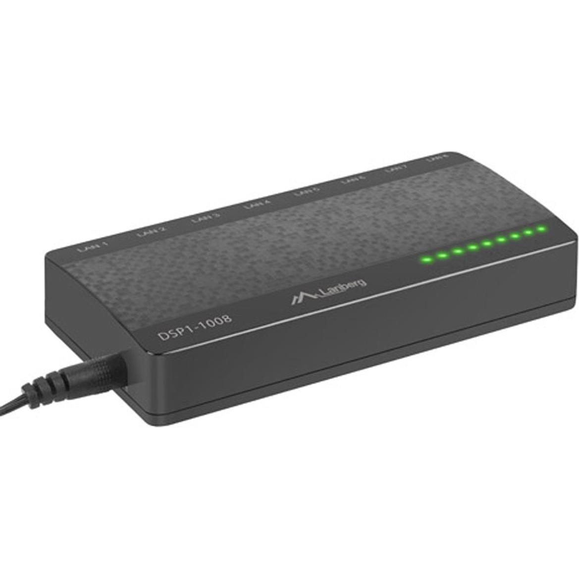 Lanberg Switch DSP1-1008 8-Port 1GB/S Desktop (8 Ports), Netzwerk Switch, Schwarz