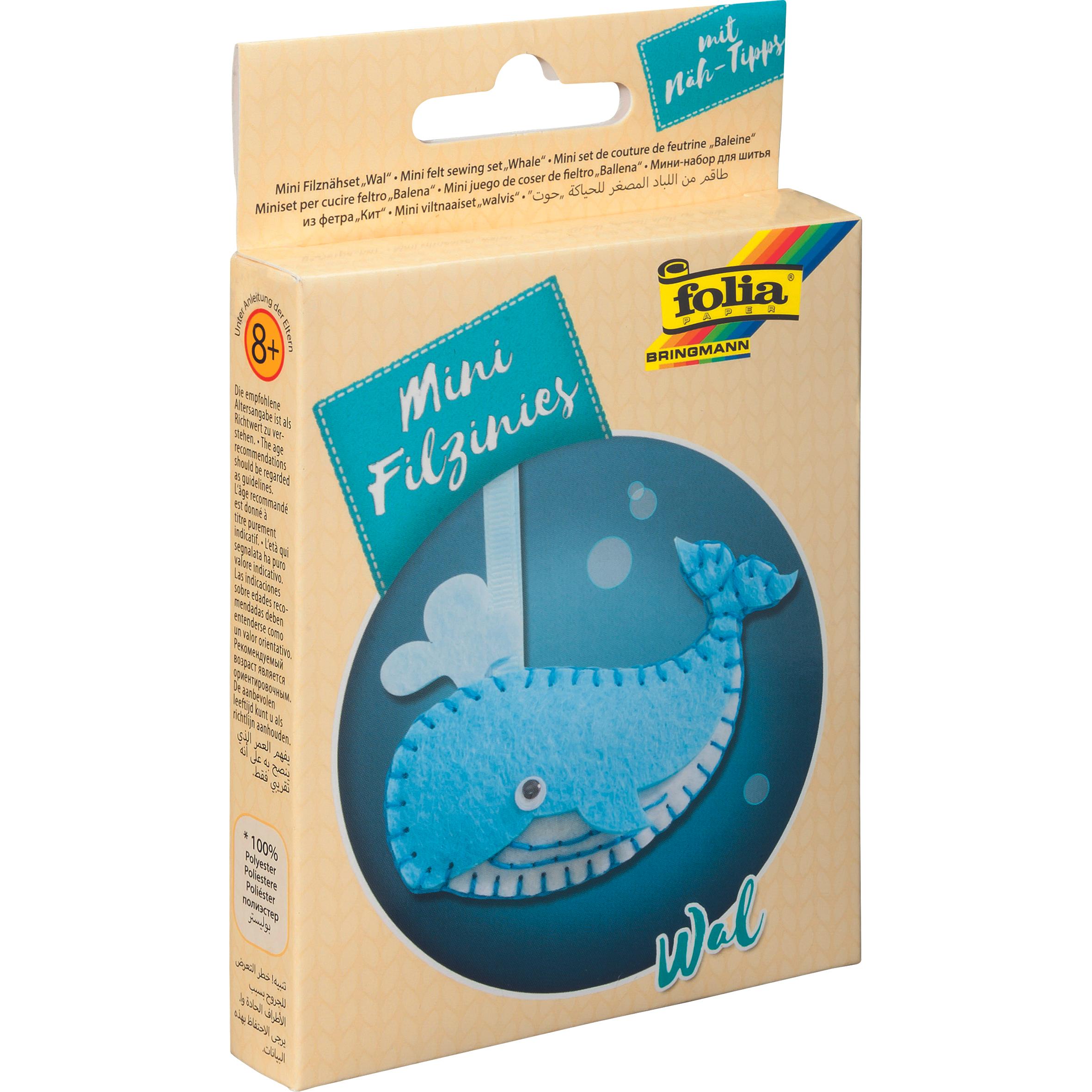 Magni Mini set da cucito in feltro Balena 9 pezzi, Kit per lavori manuali, Multicolore