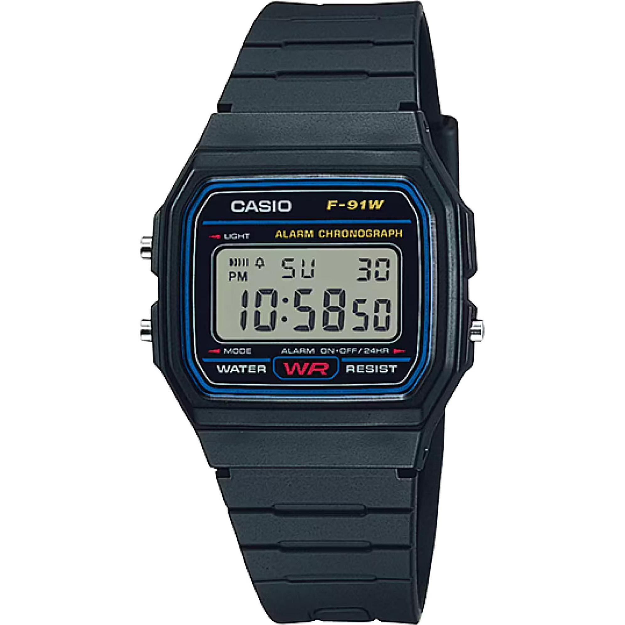Casio, Armbanduhr, Classic - F-91W-1YER, Schwarz, (Digitaluhr, 38.20 mm)