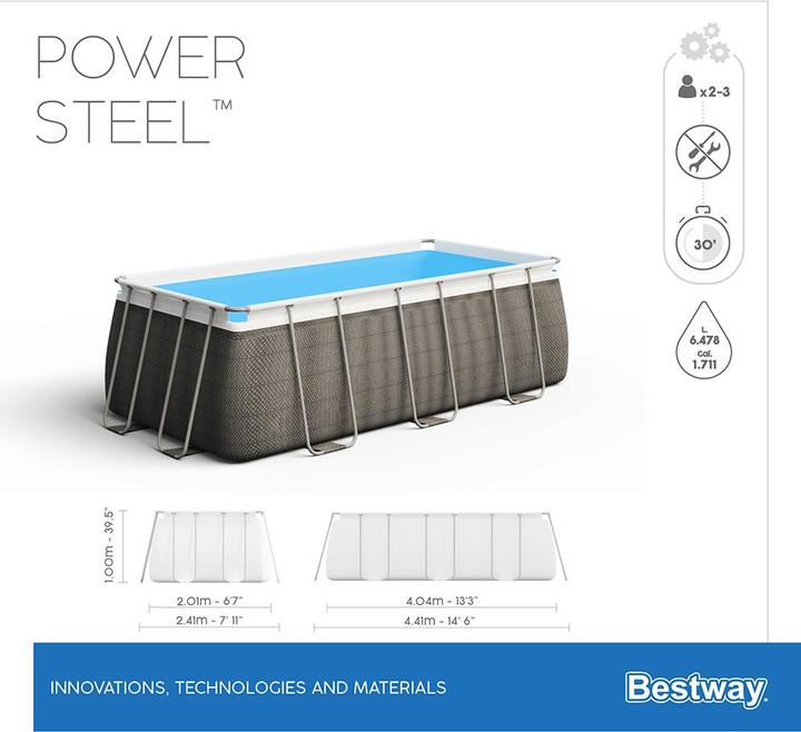 Actual product image Bestway Power Steel Frame Pool Set 404 x 201 x 100 cm (404 x 201 x 100 cm)
