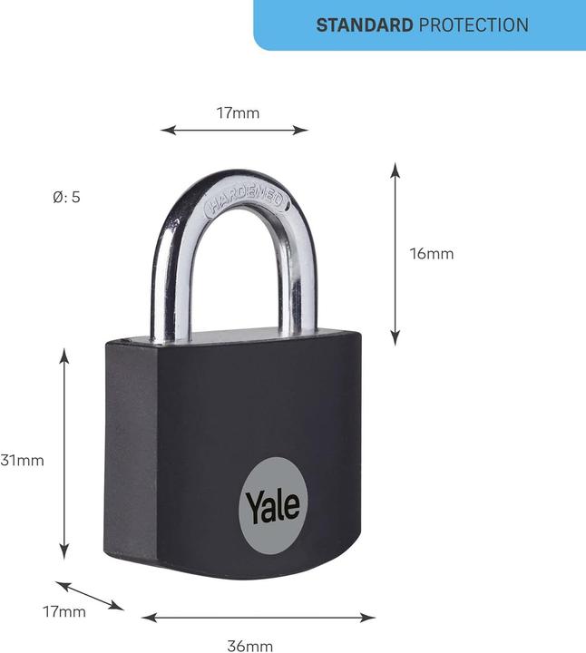 Actual product image Yale YE3B/32/116/1/BK Padlock 32 mm Black Key lock