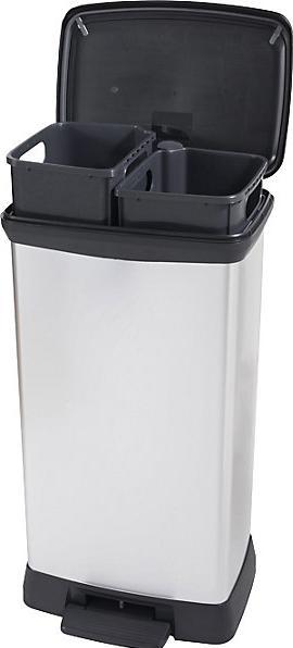 Productafbeelding Curver Decobin Duo Prullenbak - 23L+23L - Rechthoekig - Zilver metallic (46 l)