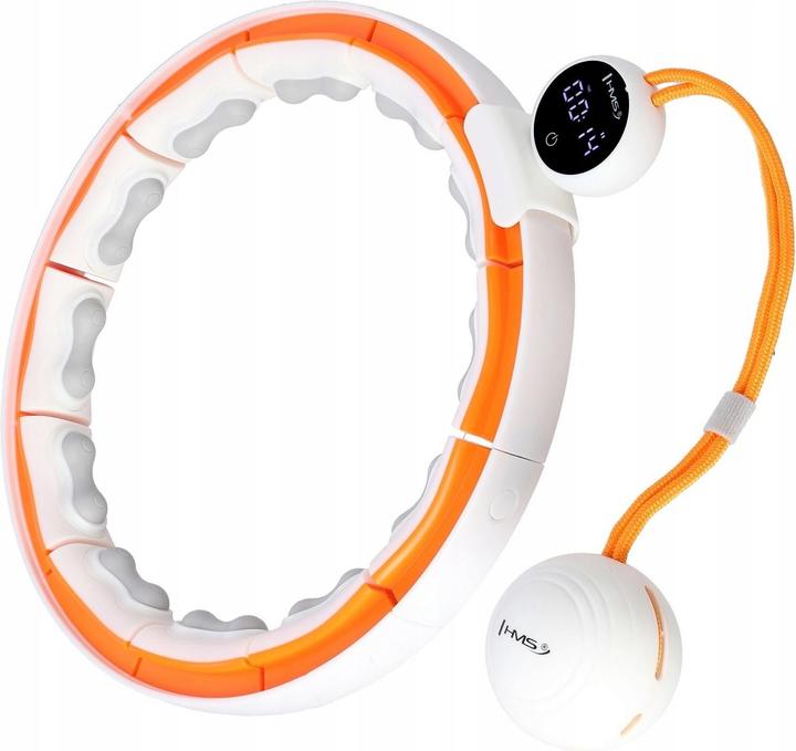 HMS Hhm21 Hula Hoop Blanc/Orange Avec Aimants Tpe Patte Et Poids + Compteur (90 cm, 800 g)