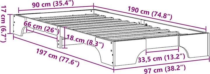 Actual product image vidaXL Bedstead (90 x 190 cm)