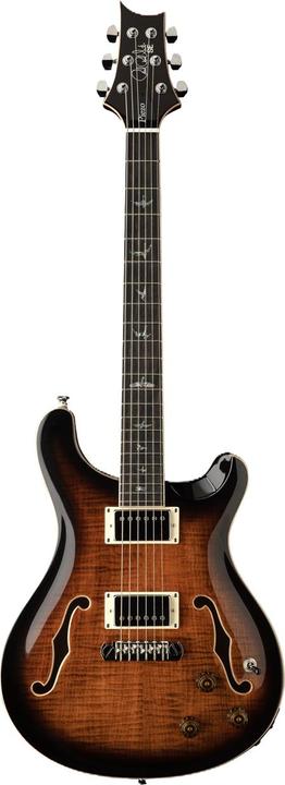 PRS SE Hollowbody II Piezo Orange Tiger Smokeburst (E-Gitarren Set, Beveled Maple Back with Flame Maple Veneer, Beveled Maple Top with Flame Maple Veneer, mahogany)